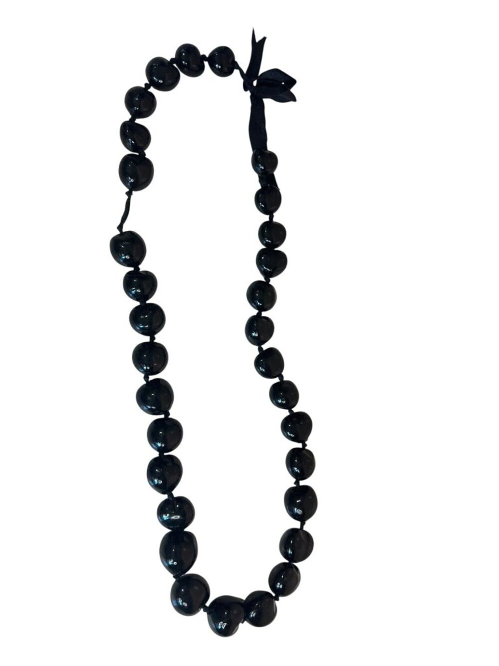 Chunky Wooden Beaded Necklace Unisex Tie Close Long Funky Mocha Beads Statement